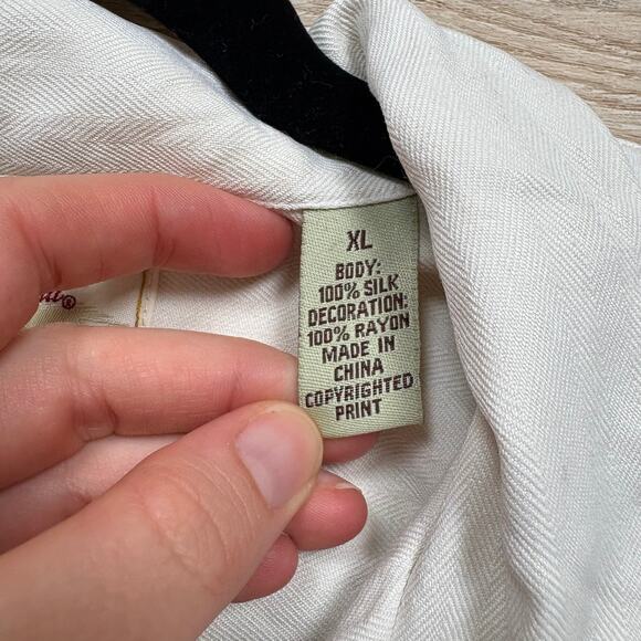 Tommy Bahama Silk Billard Short Sleeve‎ Button Up Men’s XL Color Cream - Picture 4 of 7